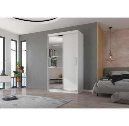 Posuvná skříň se zrcadlem ESTI 120 Bílá+Bílá