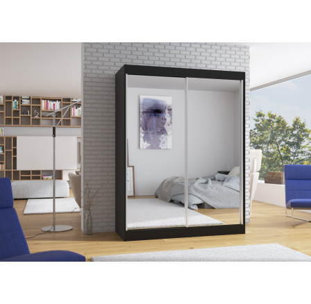 Posuvná skříň se zrcadlem FLOREST 150 Černá+Černá