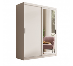 Šatní skříň s posuvnými dveřmi a zrcadlem Hailey 160 Bílá+Bílá