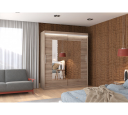 Posuvná skříň se zrcadlem a LED osvětlením ROSETTE 180 Truffle+Truffle