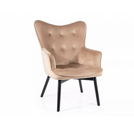 Křeslo CARMEN VELVET, Béžový Bluvel 28/černý mat