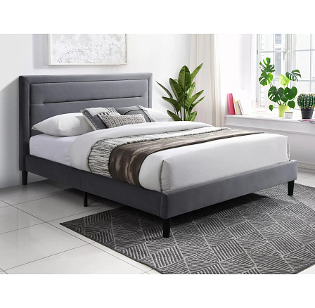 Postel MALAGA VELVET, 140x200 cm, Šedý Bluvel 14/Černá Postel MALAGA VELVET, 140x200 cm, Šedý Bluvel 14/Černá