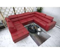 Rohová sedací souprava ORION MAX I s funkcí spaní 225X350X255 cm přírodní kůže - černá kůže, Pravá strana