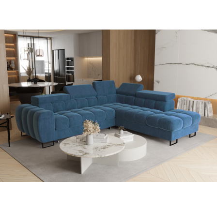 Rohová sedací souprava ASPEN 260x225 cm modrá ZOYA 15 - Rychlé doručení - pravá