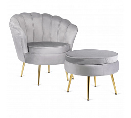 Křeslo GRAND s podnožkou Šedý sametový