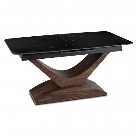 Stůl ALICANTE Keramický Rozkládací 160-200 cm Černý Mramor/Ořech