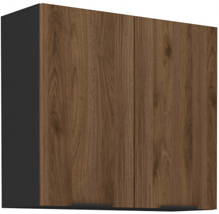Horní skřínka MONZA - 80 G-72 2F, Černá mat/Ořech