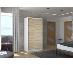 Šatní skříň posuvná ASTEN 100 Bílá+Sonoma