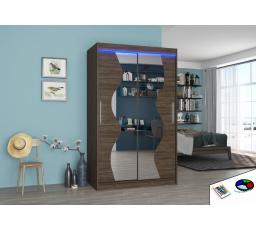 Posuvná skříň se zrcadlem a LED osvětlením OSWALD 120 Choco+Choco