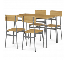 Jídelní set s 4 židlemi, 110x70x76cm, mdf, divoký dub, AUT-O2156 OAK