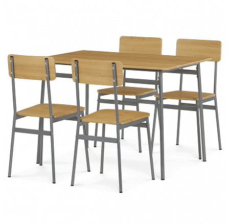 Jídelní set s 4 židlemi, 110x70x76cm, mdf, divoký dub, AUT-O2156 OAK