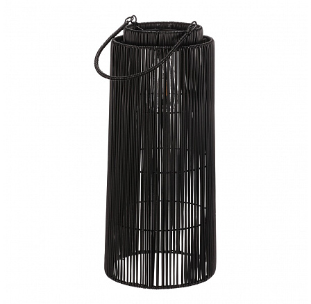 Lucerna - umělý ratan, sloupcová, LED osvětl., vel. M, šedo-černá