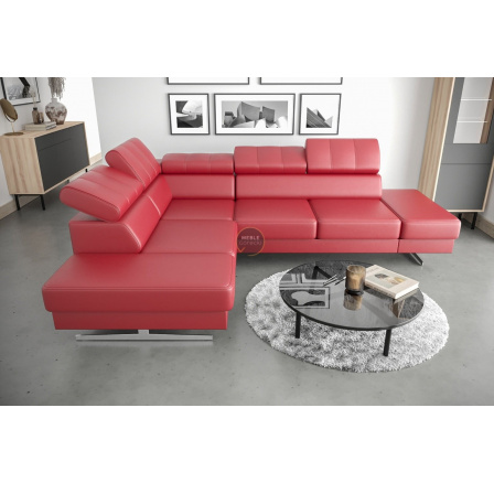 Rohová sedací souprava EMPORIO 225x300 přírodní kůže - červená kůže , levá