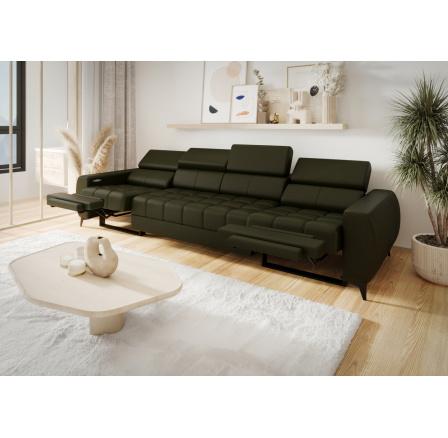 Sofa PORTO IV , relax 331 cm přírodní kůže - Olivová kůže