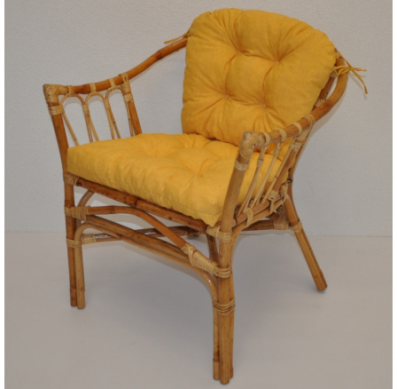 Ratanové křeslo Subaliu - polstr žlutý melír Ratanové křeslo Subaliu - polstr žlutý melír
