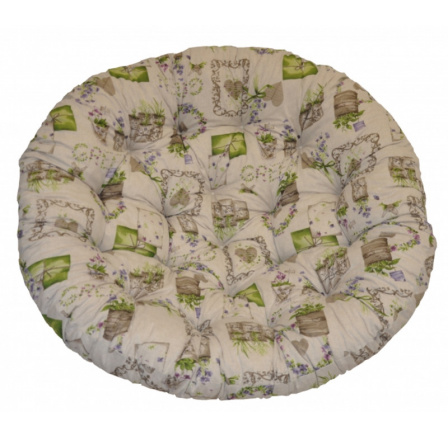Polstr na křeslo papasan 110 cm motiv fialky Polstr na křeslo papasan 110 cm motiv fialky