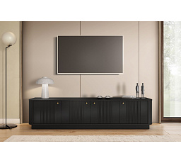 VESPER RTV 187 4D - černý MDF / černý MDF / zlaté úchyty / sokl