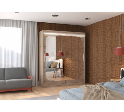 Posuvná skříň se zrcadlem a LED osvětlením ARIZONA 180 Truffle+Truffle