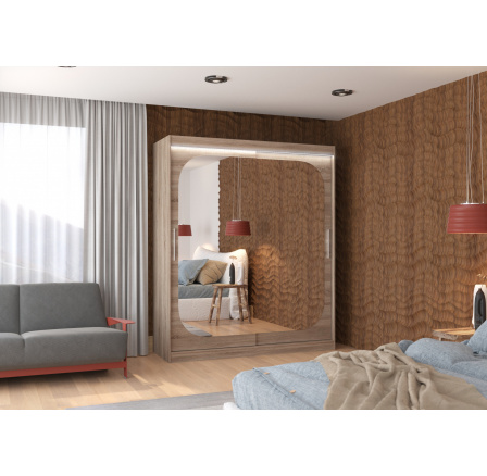 Posuvná skříň se zrcadlem a LED osvětlením ARIZONA 180 Truffle+Truffle