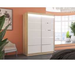 Posuvná skříň s LED osvětlením LUFT 150 Sonoma+Bílá