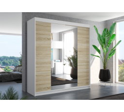 Posuvná skříň se zrcadlem PERQS 200 Bílá+Sonoma