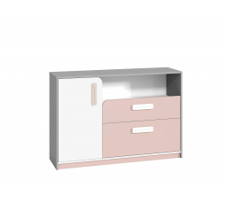 Komoda IQ 09, Šedá Platina/Bílá/Pudrová