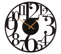 Hodiny nástěnné - pr. 60 cm, kovové, velké číslice, černé