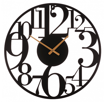 Hodiny nástěnné - pr. 60 cm, kovové, velké číslice, černé