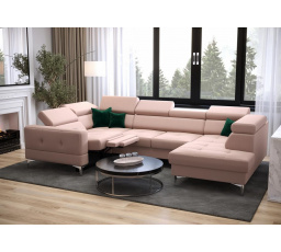 Rohová sedací souprava TOSCANIA MAX I , relax s funkcí spaní 170x350x185 cm - levá, růžová