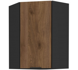 Horní rohová skřínka MONZA - 60x60 GN-90 1F (45°), Černá mat/Ořech