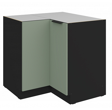 Dolní rohová skříňka ARIA - 90x90 DN 2F BB, Černá/Aquamarine