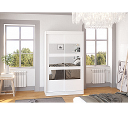 Šatní skříň s posuvnými dveřmi a zrcadlem KOLORADO 120 Bílá+Bílá