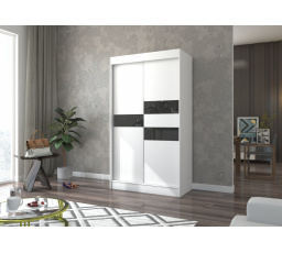 Posuvná skříň s lacobelem BATIA 120 Bílá+Černý Lacobel