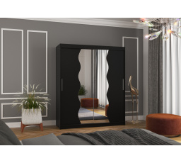 Šatní skříň s posuvnými dveřmi a zrcadlem KANSAS 180 Černá+Černá