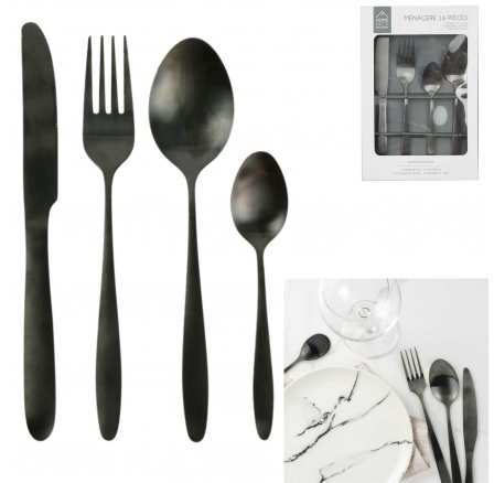 Sada příborů Charbon černá 16ks