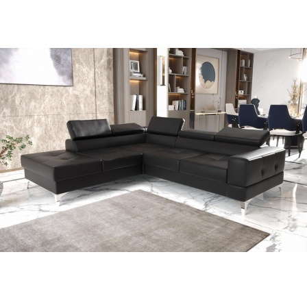 Rohová sedací souprava TOSCANIA II průměr 30x250 - černá eko kůže , levá