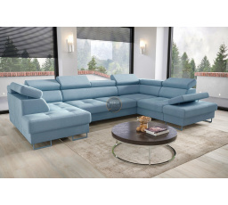 Rohová sedací souprava GALAXY MAX II s funkcí spaní 210x350x165 - modrá, pravá