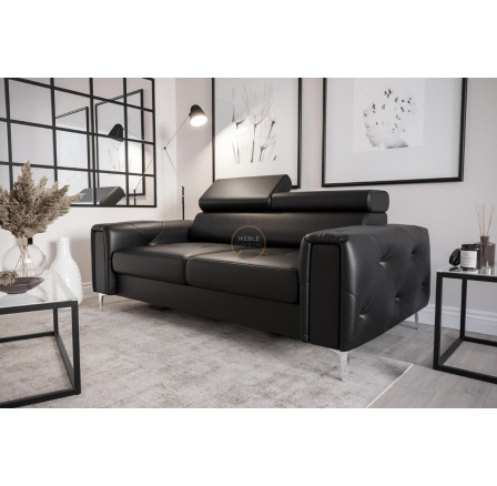 Sofa ORION II 185 cm přírodní kůže - černá kůže