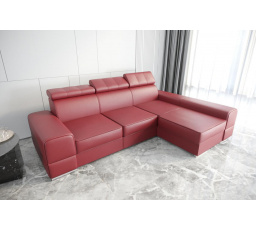 Rohová sedací souprava ROYAL přírodní kůže 295x185 - červená kůže , pravá