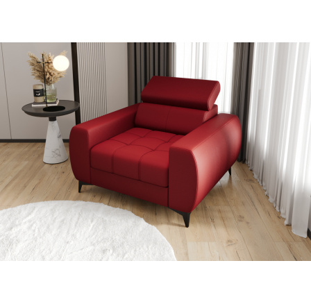 Křeslo PORTO 110 cm přírodní kůže - červená kůže