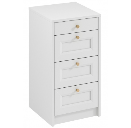 Komoda REL K4SW, Bílá/Zlatá