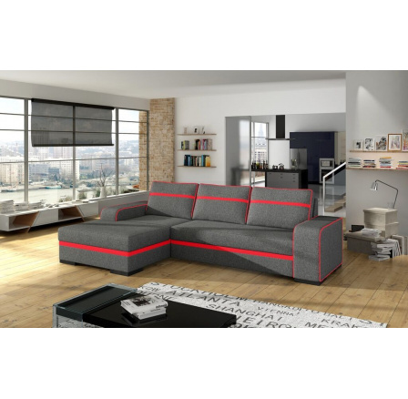 Rohová sedací souprava Funny L šedá/EKO červená Rohová sedací souprava Funny L šedá/EKO červená