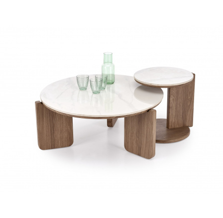 DIUNA sada 2 lavic, bílý mramor / světlý ořech (2ks=1ks)