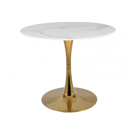 Jídelní stůl ESPERO,  Calacatta ceramics/Zlatá