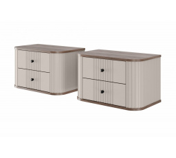 Sada nočních stolků Vesper, kašmír / ořech / černé úchyty