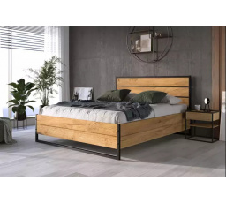 Postel LOFT bez matrace, 180x200 cm, Dub/Černá