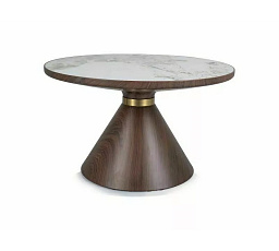 Konferenční stůl NAPA A, Efekt bílého mramoru/Hnědá/Zlatá