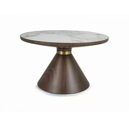 Konferenční stůl NAPA A, Efekt bílého mramoru/Hnědá/Zlatá