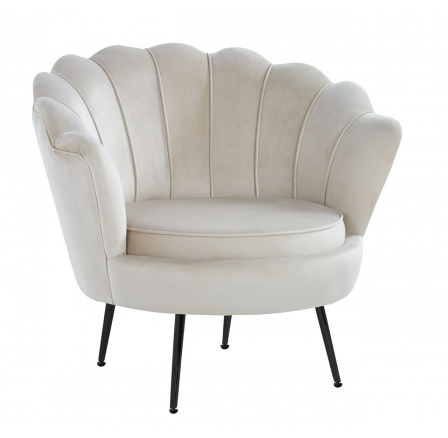 Křeslo velvet béžové /nohy černé/ LC-032-1