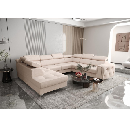 Rohová sedací souprava ORION MAX I s funkcí spaní 225X350X255 cm - béžová, pravá